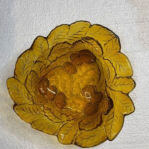 Amber Leaf Design Glass Bowl